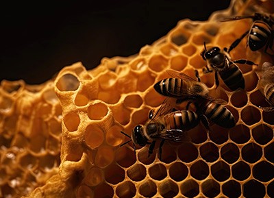 Abeilles dans un nid d'abeilles